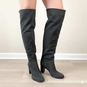 Gray Suede Over The Knee Heeled Boots - 36 / 5.5-6US, Italian made 🇮🇹